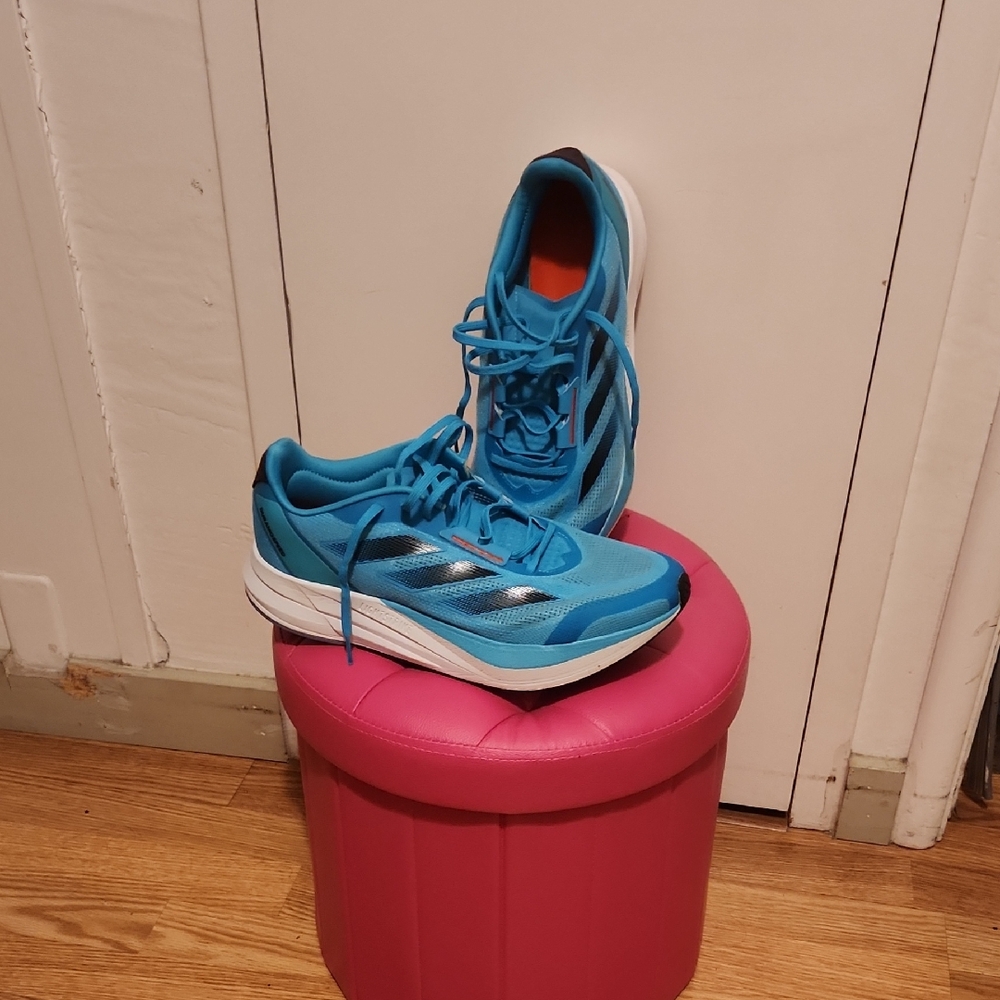 🔥Mens EUC Adidas Duramo Turquoise and Orange Sneakers